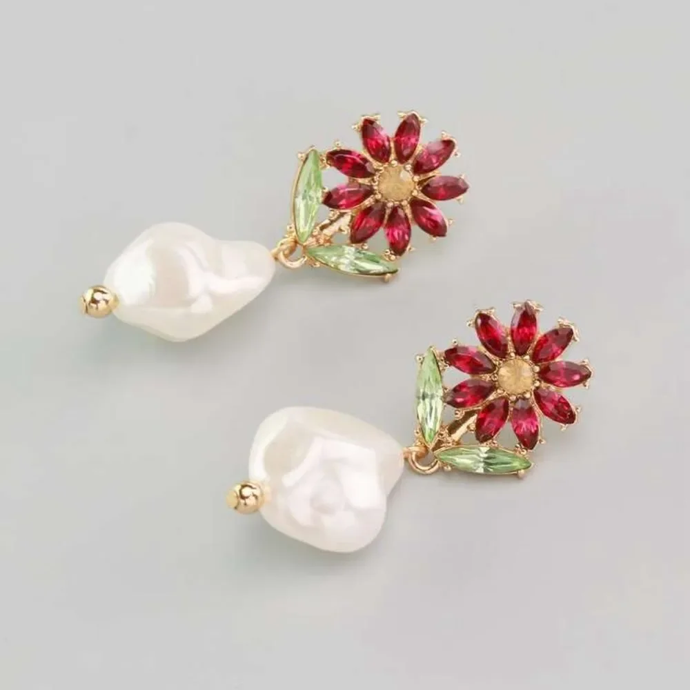 Floral Pearl Drop Earrings N1780